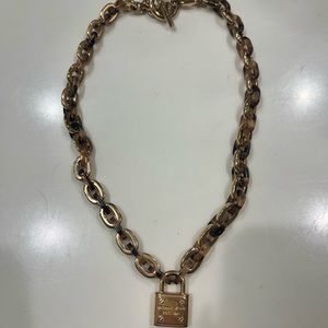 Michael Kors brown lock pendant necklace